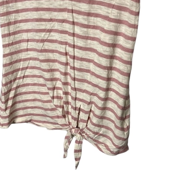 Express One Eleven Blouse Top Women's Striped Knotted Hem Short Sleeve - Picture 5 of 6
